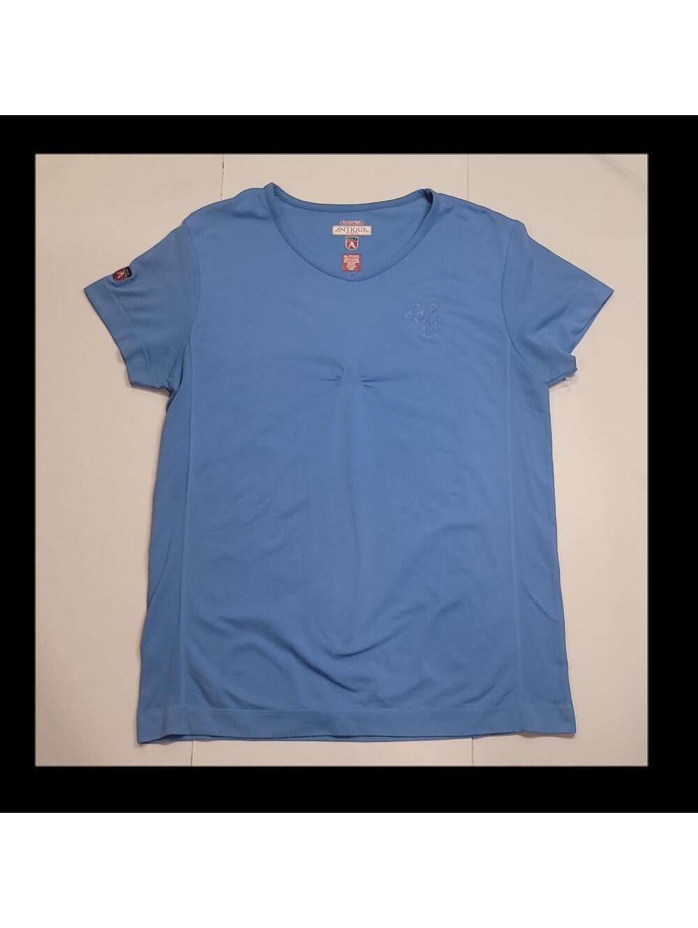 Antigua Desert Dry Women’s XL Blue V-Neck Stretch Golf T-Shirt Short Sleeve